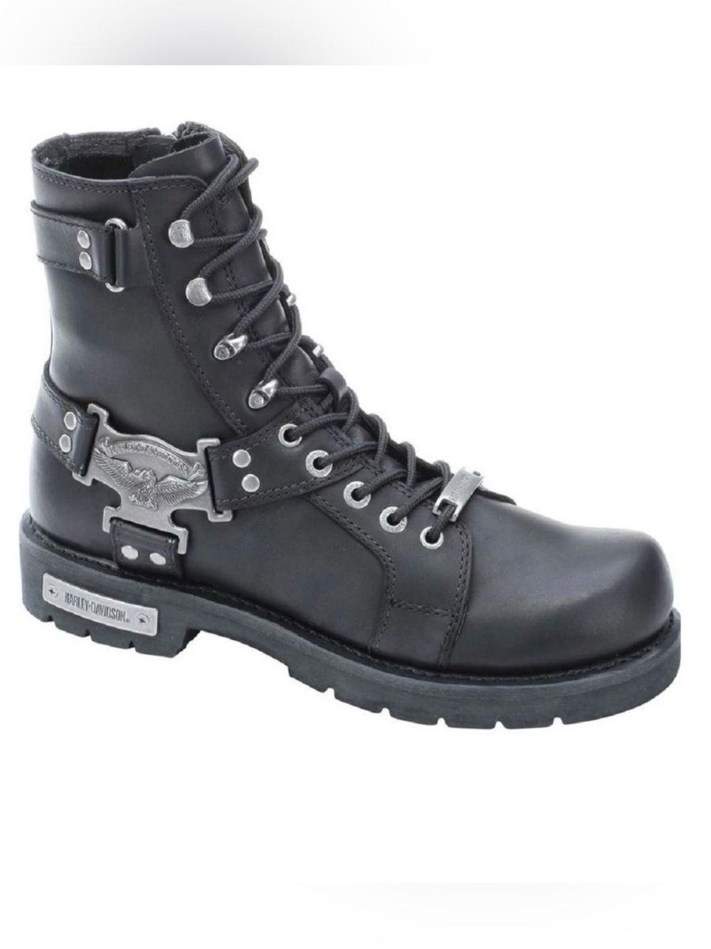 Harley-Davidson Men's Charles 7-Inch Black Lace Boots. Inside Zipper. D96052